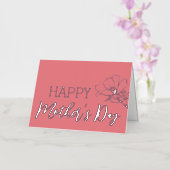 Roos Flower Sketch Happy Moederdag Echte Zilver Folie Feestdagenkaart (Orchidee)