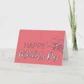 Roos Flower Sketch Happy Moederdag Echte Zilver Folie Feestdagenkaart (Voorkant)