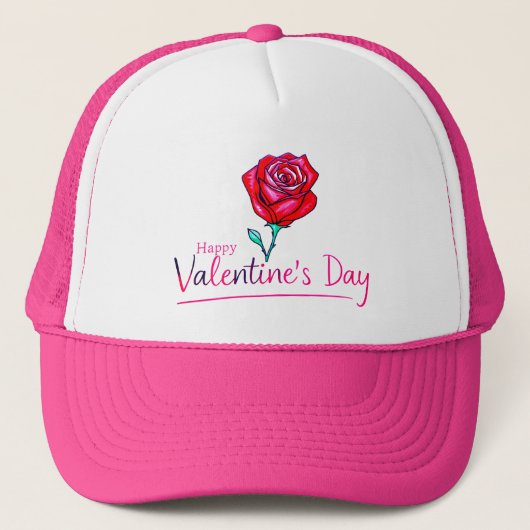 Roos Flower Valentijn's Day Trucker Pet (Voorkant)