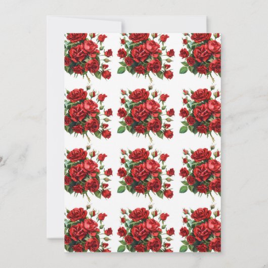 Roos Flower Wedding Invitation Sjabloon, afdrukbaa Kaart (Achterkant)