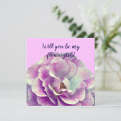 Roos Flower, word je mijn bloemetjesmeisje? Bedankkaart (Staand voorkant)