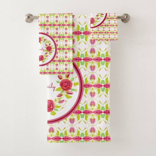 Roos Flowered Bad Handdoek (Insitu)