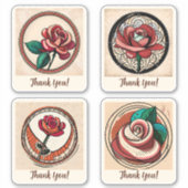 Roos Flowers Groovy Retro Aangepast Sticker (Voorkant)