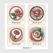 Roos Flowers Groovy Retro Aangepast Sticker (Vel)