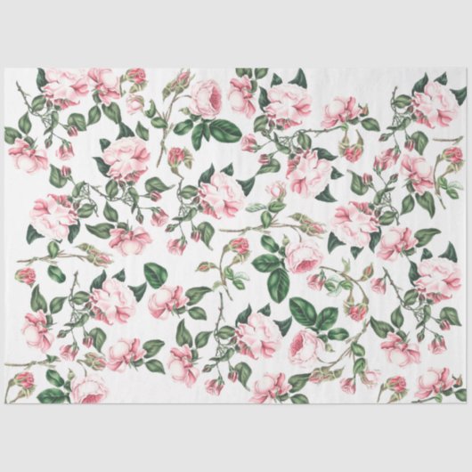 Roos Flowers Rosebuds Floral Weefpapier Tissuepapier (Voorkant)