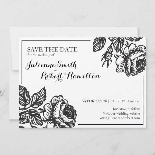 Roos Flowers Rustic Floral Wedding Save the date (Voorkant)