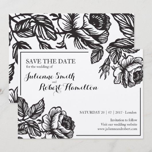 Roos Flowers Rustic Floral Wedding Save the date (Voorkant / Achterkant)