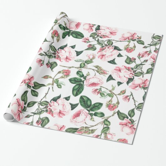 Roos Flowers Wrapping Paper Cadeaupapier (Uitgerold)