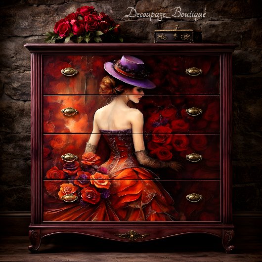 Roos Fluwelen Droom Decoupage Tissuepapier
