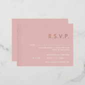 Roos folie bruiloft RSVP briefkaart (Voorkant / Achterkant)