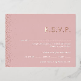 Roos folie bruiloft RSVP briefkaart