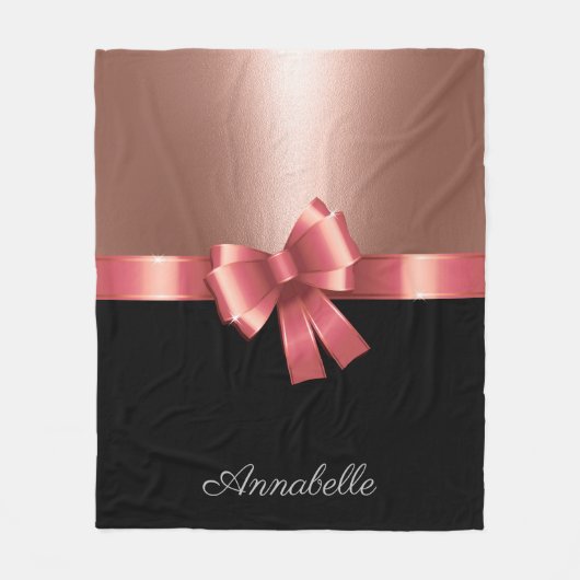 Roos Folie en Bow Fleece Deken (Voorkant)