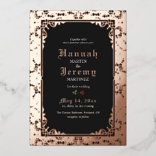 Roos Folie Lace Elegant Black Folie Uitnodigen Folie Uitnodiging