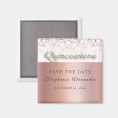 Roos folie Quinceanera Save the date elegant Magneet (Voorkant / Achterkant)