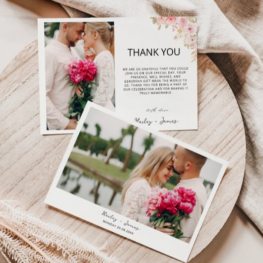 Roos foto Dank u kaart bruiloft