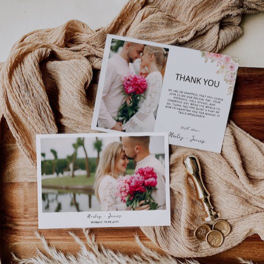 Roos foto Dank u kaart bruiloft