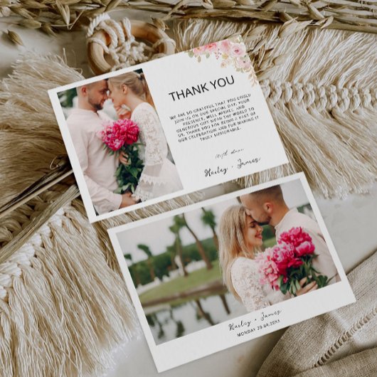 Roos foto Dank u kaart bruiloft