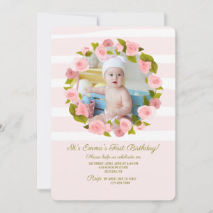 Roos Foto Frame Uitnodiging