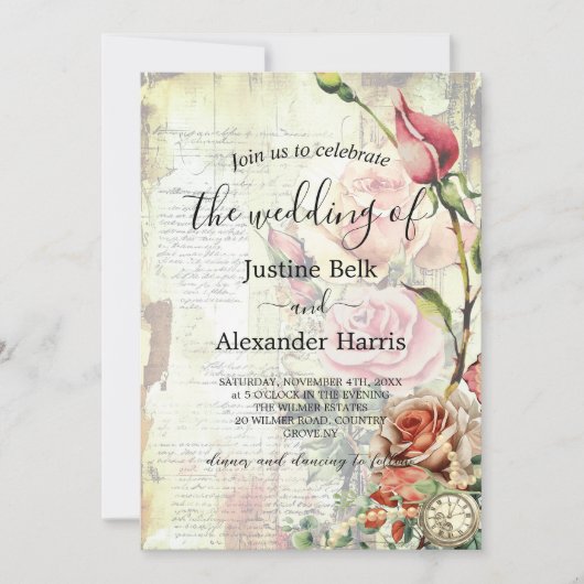 Roos Foto QR Code Huwelijk Kaart (Voorkant)