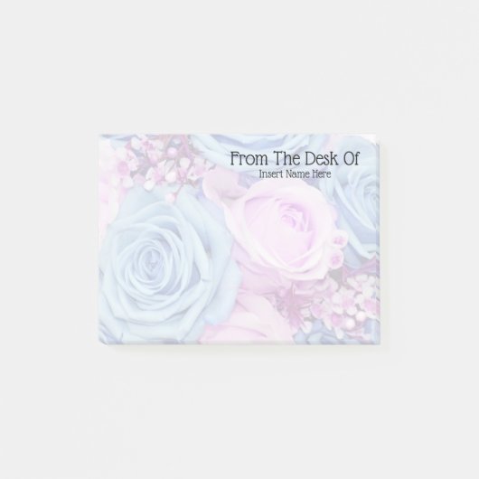 Roos foto roze blauwe rode jouw naam post-it® notes (Voorkant)