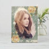  Roos Fotosjabloon Elegant Verjaardagsfeest Kaart (Staand voorkant)