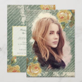  Roos Fotosjabloon Elegant Verjaardagsfeest Kaart (Voorkant / Achterkant)