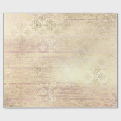 Roos Foxier Metallic Damask Gold Wood Roze Cadeaupapier (Vlak)
