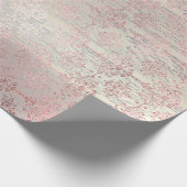 Roos Foxier Metallic Damask Gold Wood Roze Cadeaupapier (Hoek)