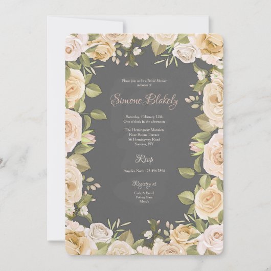 Roos Frame Handgetekende Uitnodiging (Voorkant)