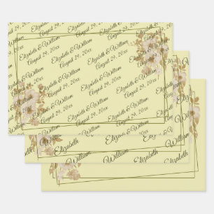 Roos Frame – Monogram Céleste Gele Trouw Inpakpapier Vel