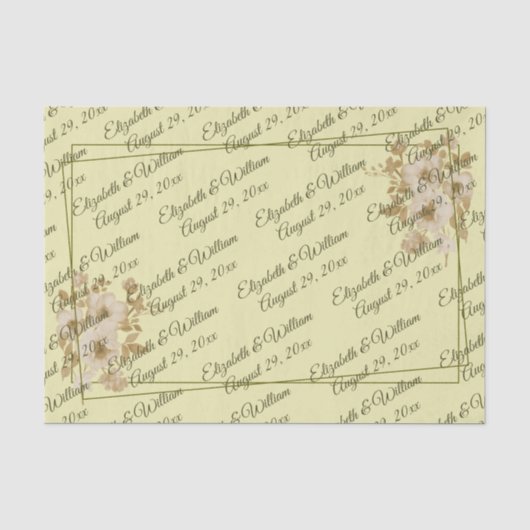 Roos Frame – Monogram Céleste Gele Trouw Tissuepapier (Voorkant)