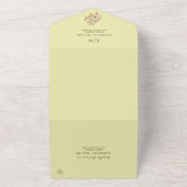 Roos Frame – Monogram Himmelsgeel Bruiloft All In One Uitnodiging (Buitenkant)