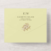 Roos Frame – Monogram Himmelsgeel Bruiloft All In One Uitnodiging (Achterkant)