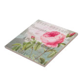 Roos Franse Accent Ceramic Tile Tegeltje (Zijkant)