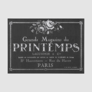  Roos Franse Typografie Black Decoupage Tissuepapier