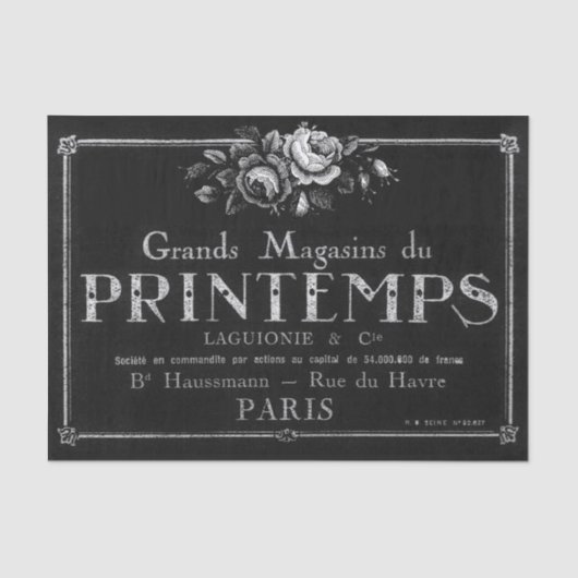  Roos Franse Typografie Black Decoupage Tissuepapier (Voorkant)