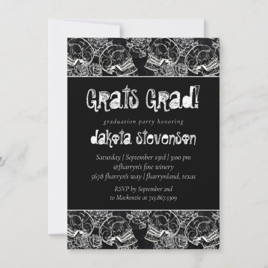 Roos | Funky Chalkboard Grunge Afstuderen Kaart (Voorkant)