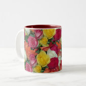 roos galore tweekleurige koffiemok (Voorkant links)