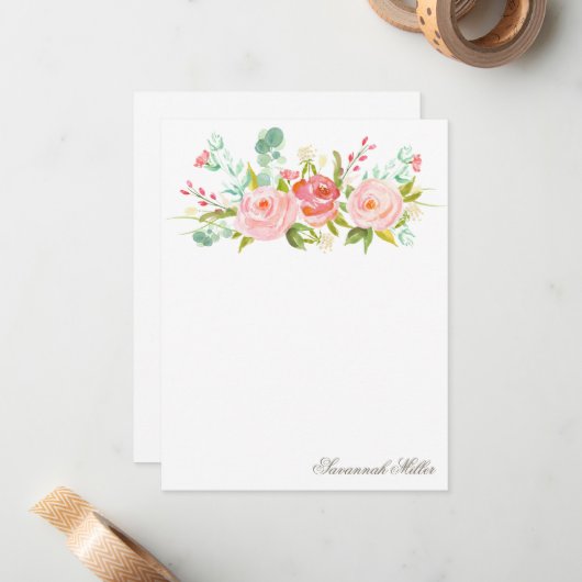 Roos Garden - Aangepaste schrijfkaarten Notitiekaartje (Voorkant / Achterkant in situ)
