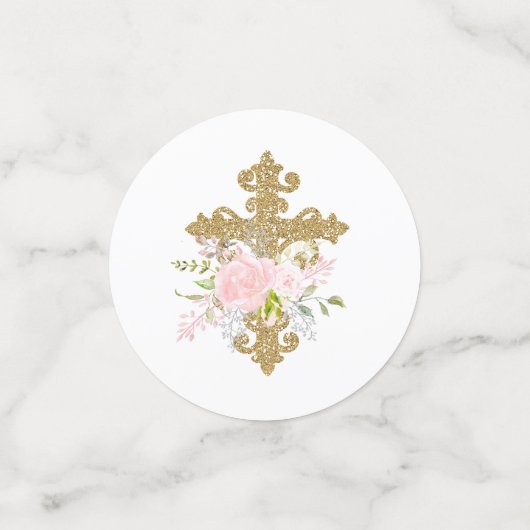 Roos Garden Baptisme Personalized Table Confetti (Kleine voorkant)