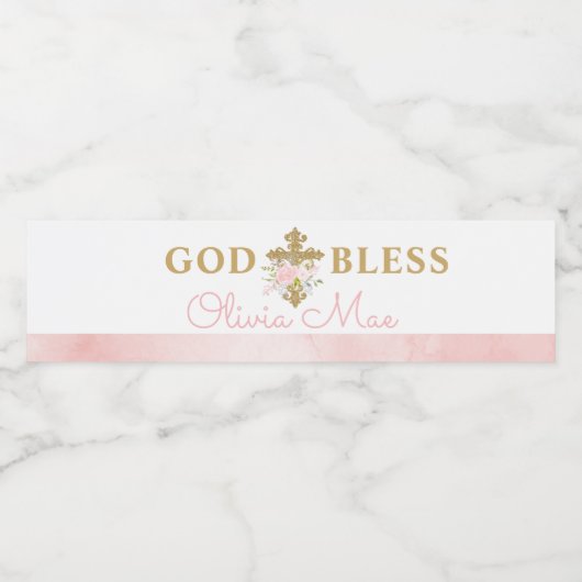 Roos Garden Baptisme Water Fles Etiketten (Enkel label)