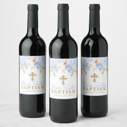 Roos Garden Boy Baptism Wine Bottle Labels Wijn Etiket (Flessen)
