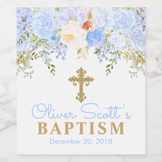 Roos Garden Boy Baptism Wine Bottle Labels Wijn Etiket (Enkel label)