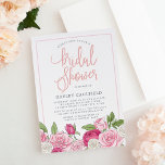 Roos Garden | Bridal Shower-uitnodiging Kaart<br><div class="desc">Elegant en modern floral bridal douche nodigt uit tot een ondergrens van rozen in wit,  zwart en fuchsia roze met lusteloze groen pieken. Personaliseer met uw vrijgezellenfeest details in elegant bruine en grijs-blauwe typografie die met handgeschreven stijlkalligrafie wordt geassocieerd. Kaarten omkeren naar een witte streep met een zwarte roze.</div>