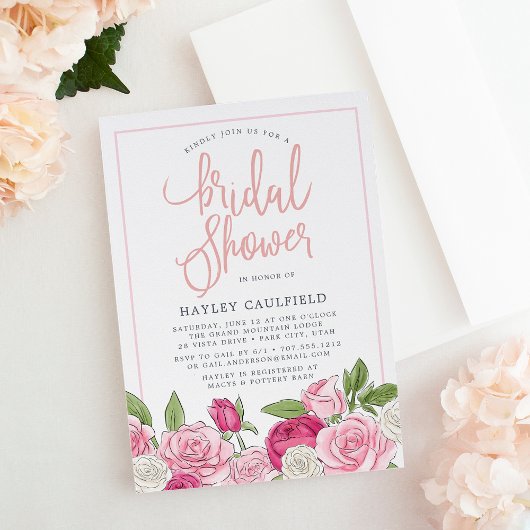 Roos Garden | Bridal Shower-uitnodiging Kaart