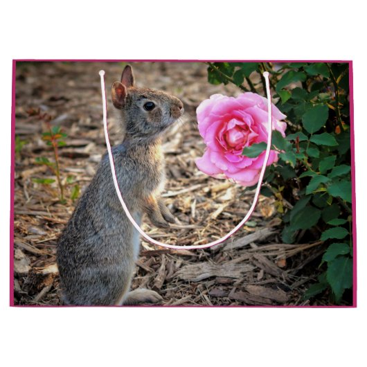 Roos Garden Bunny Gift Bag Groot Cadeauzakje (Voorkant)