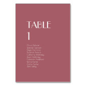 Roos Garden Dark Roos Trouwtafel Nummers Gasten Kaart (Achterkant)