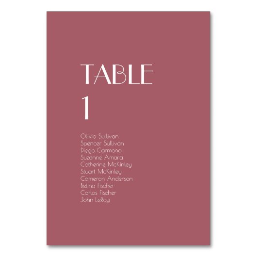 Roos Garden Dark Roos Trouwtafel Nummers Gasten Kaart (Voorkant)