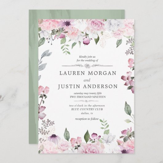 Roos Garden elegant floral Weddenschap Kaart (Voorkant / Achterkant)