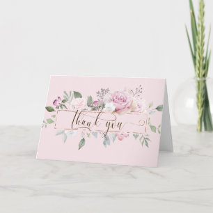 Roos Garden Elegant script Bedankt Kaart